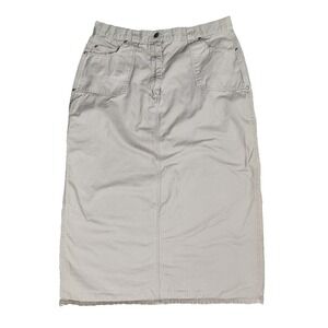 Fashion Bug‎ Khaki Pencil Skirt Womens Size 18 Cotton Pockets Button Zip